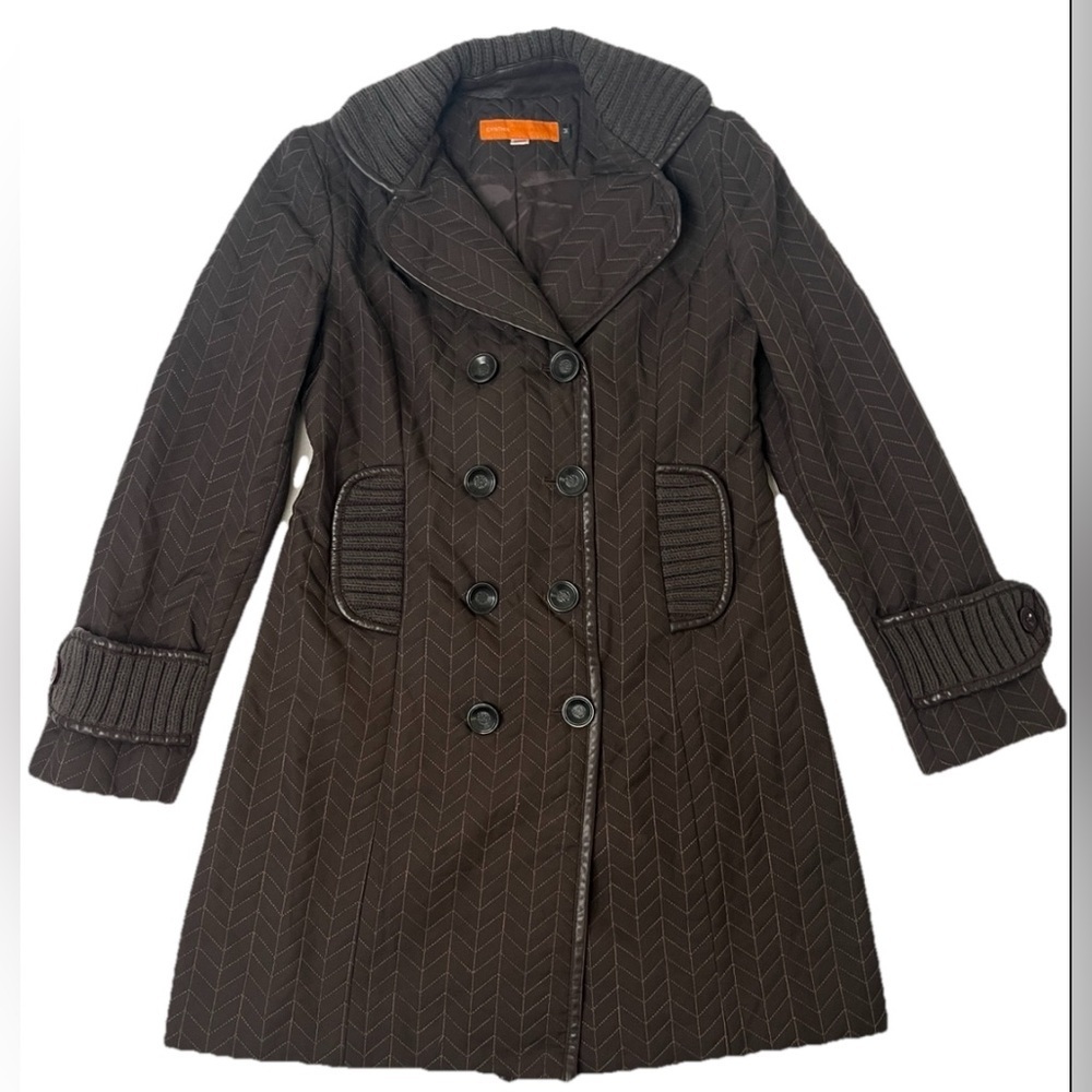 VNTG Cynthia Steffe Quilted Double Breasted Coat Sz Med Preppy 90s Made In USA